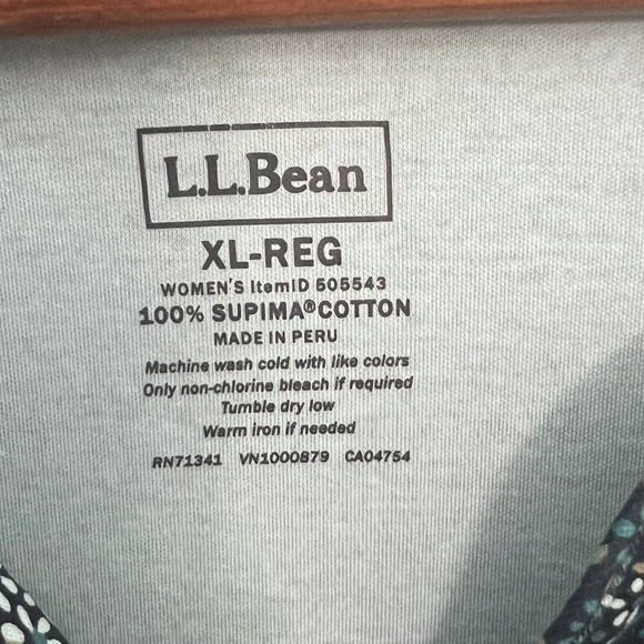 L.L. Bean XL 100% Supima Cotton Floral T-Shirt Blouse Lot of 2 Blue Cottagecore - Picture 7 of 16